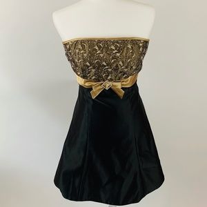 Jessica McClintock Black Gold Dress Size 3